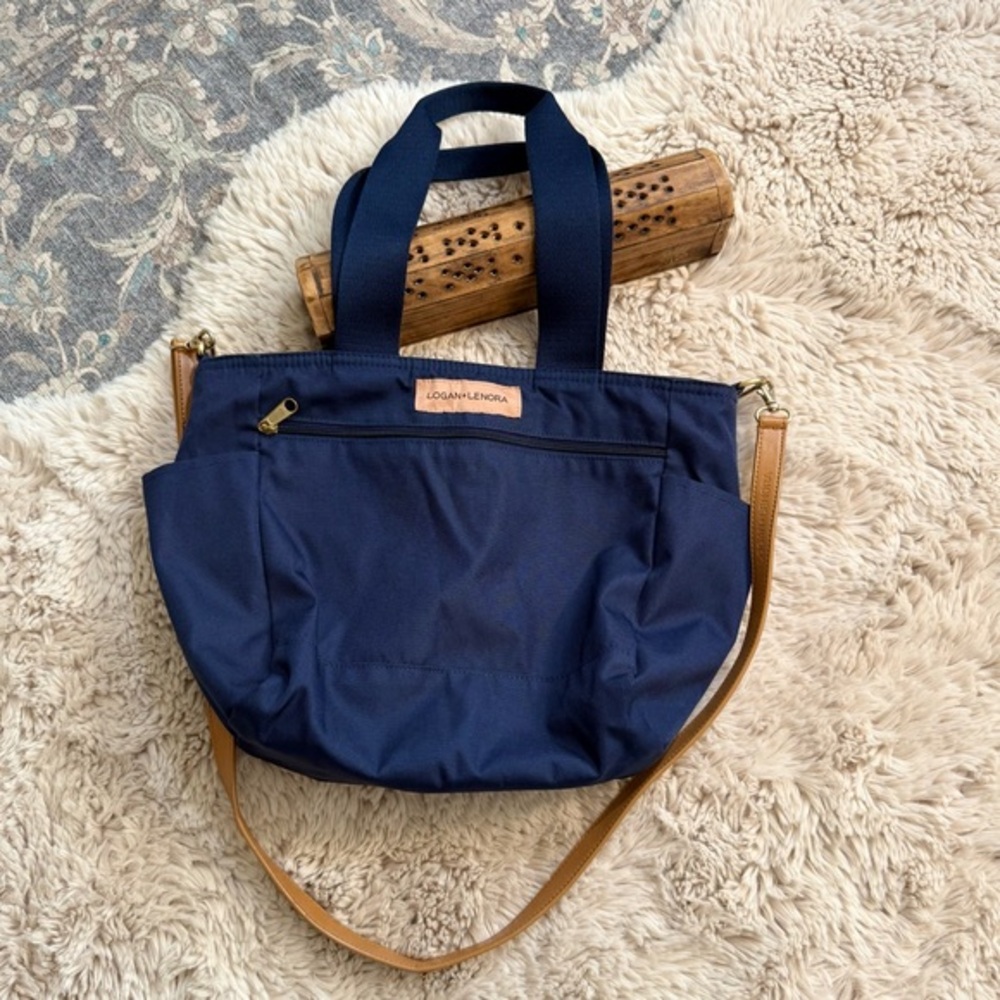 LOGAN + LENORA Commuter Blue Performance Poly Canvas Shoulder Tote Bag